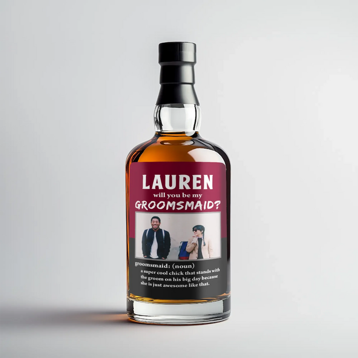 Photo Definition Groomsmaid Liquor Label - iCustomLabel
