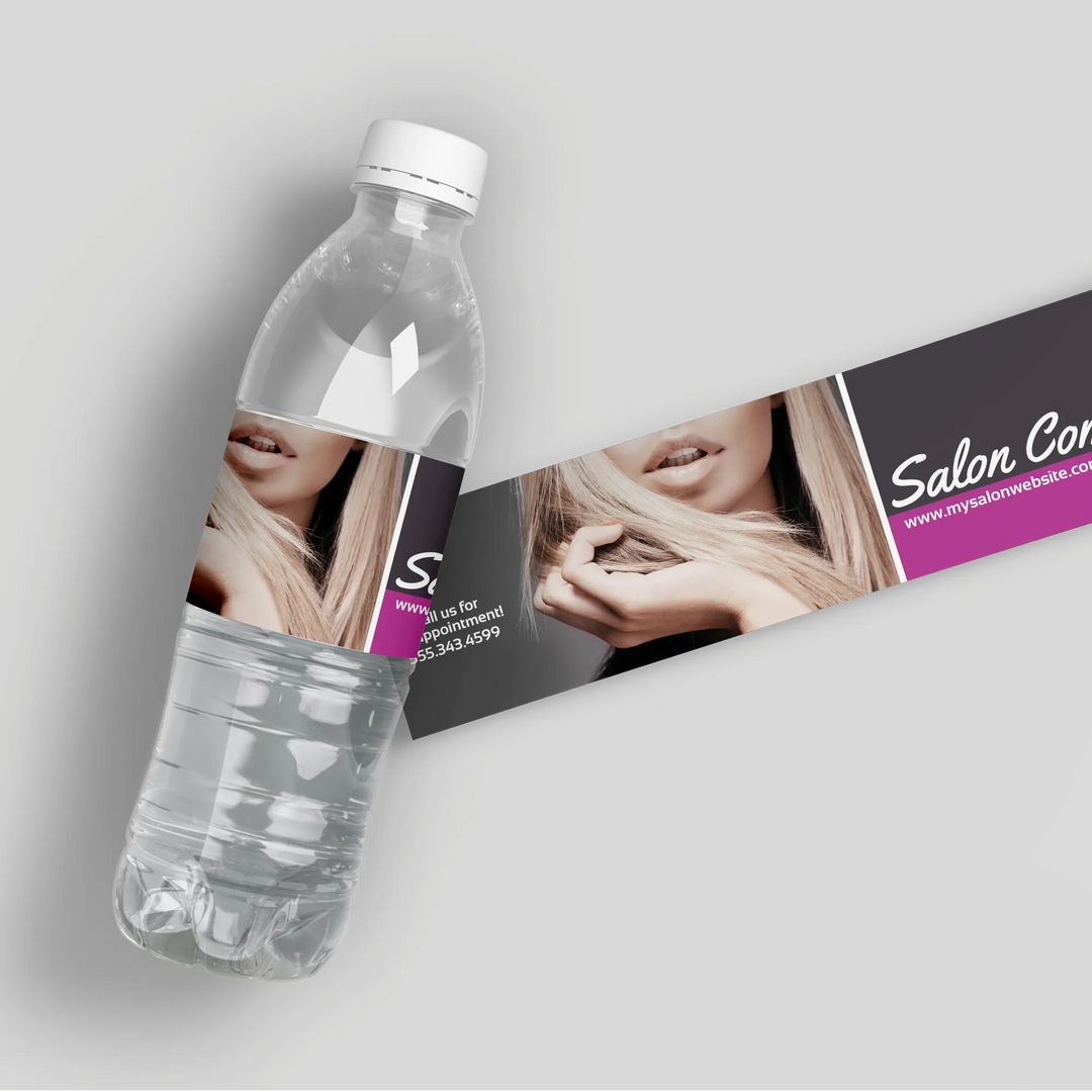 Photo Salon Girl Water Bottle Labels - iCustomLabel