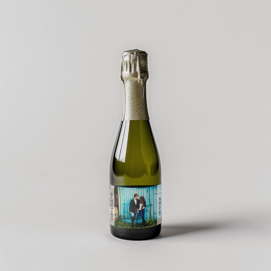 Photo White Bars Mini Champagne Split Label - iCustomLabel