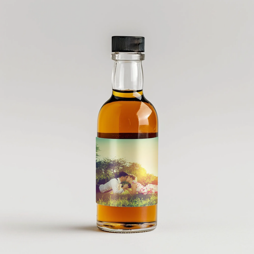 Photo White Bars Mini Liquor Label - iCustomLabel