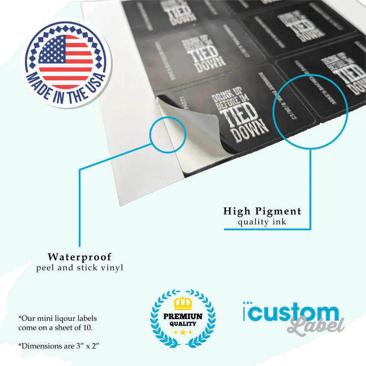 Photo White Bars Mini Liquor Label