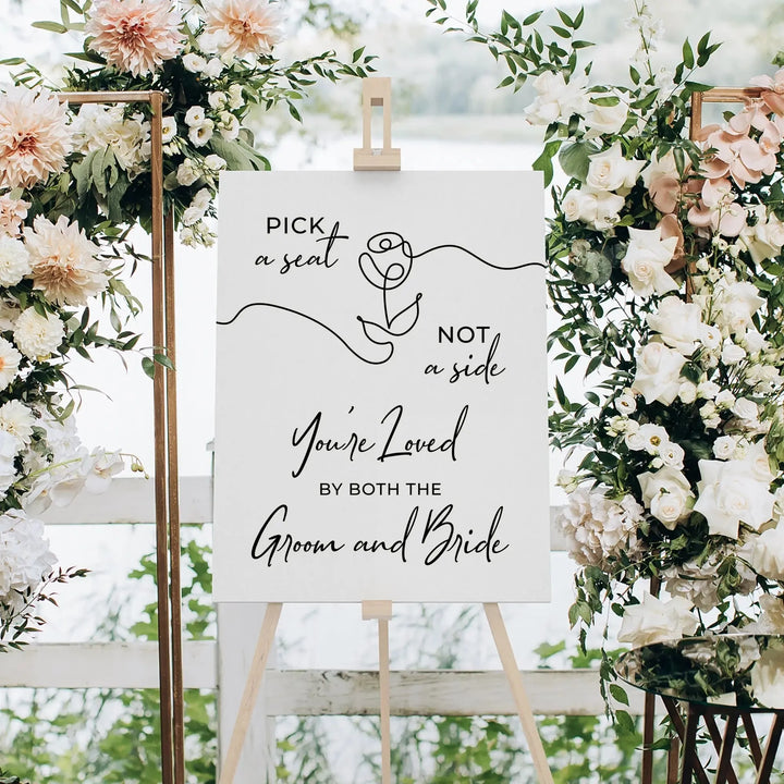 Pick A Seat Not A Side Wedding Welcome Sign - iCustomLabel