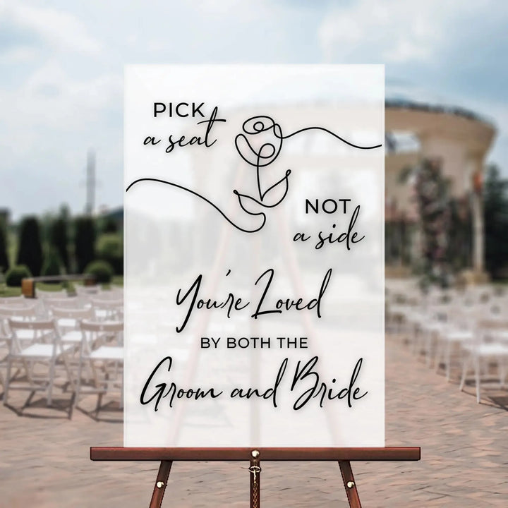 Pick A Seat Not A Side Wedding Welcome Sign - iCustomLabel