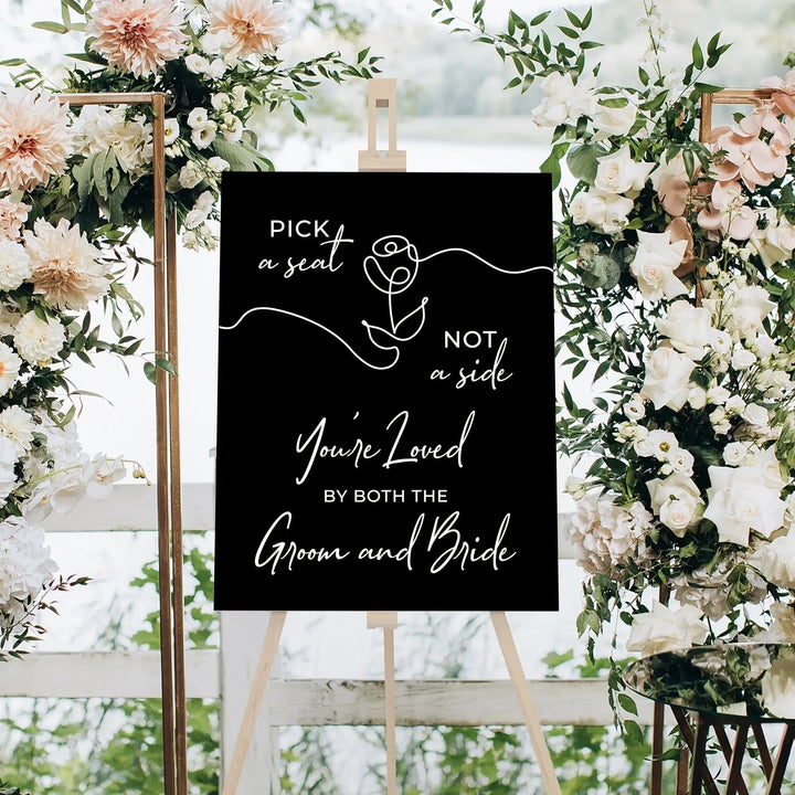 Pick A Seat Not A Side Wedding Welcome Sign - iCustomLabel