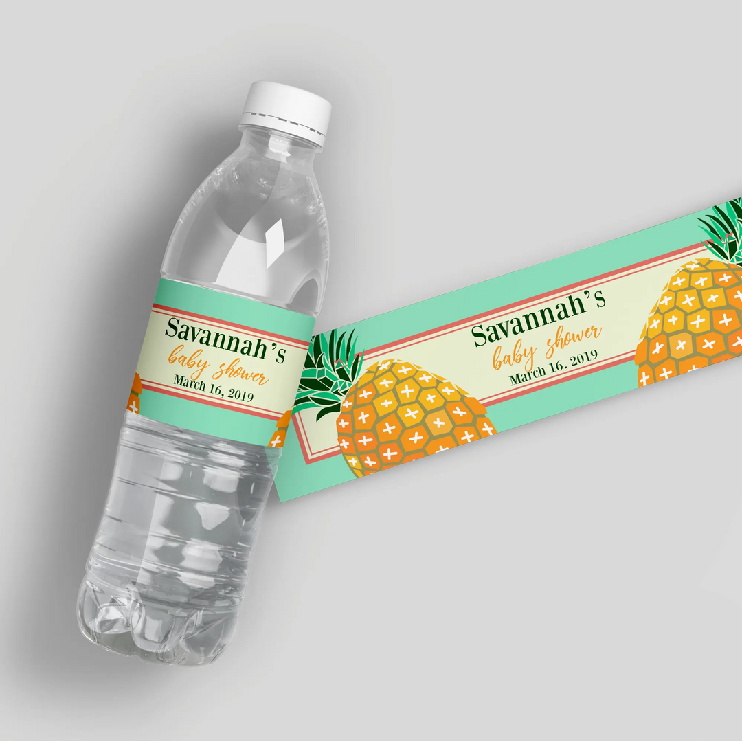 Pineapple Baby Shower Water Bottle Labels - iCustomLabel