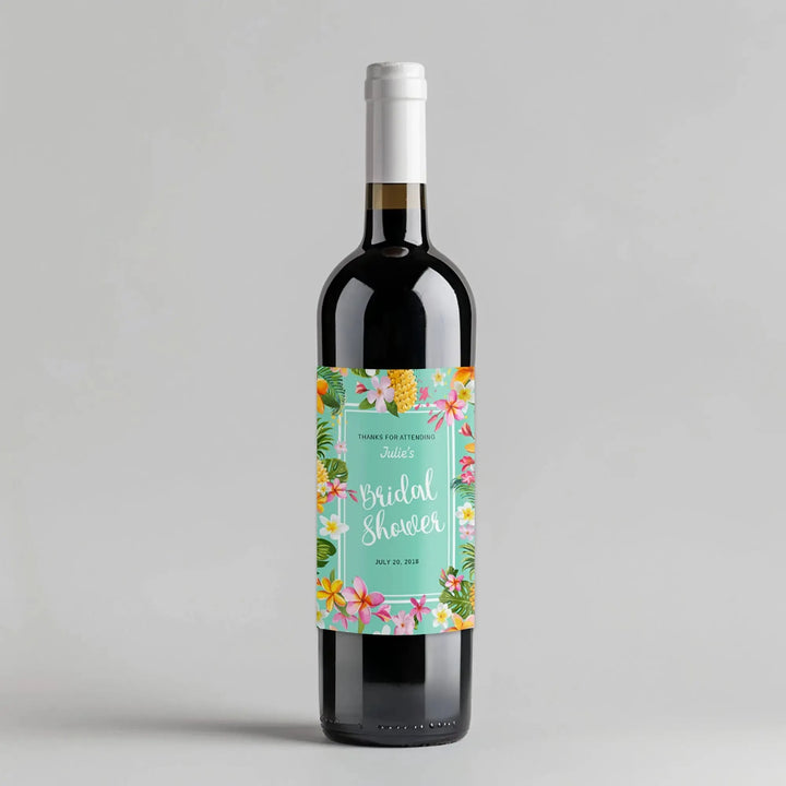Pineapple Tropical Bridal Shower Wine Label - iCustomLabel