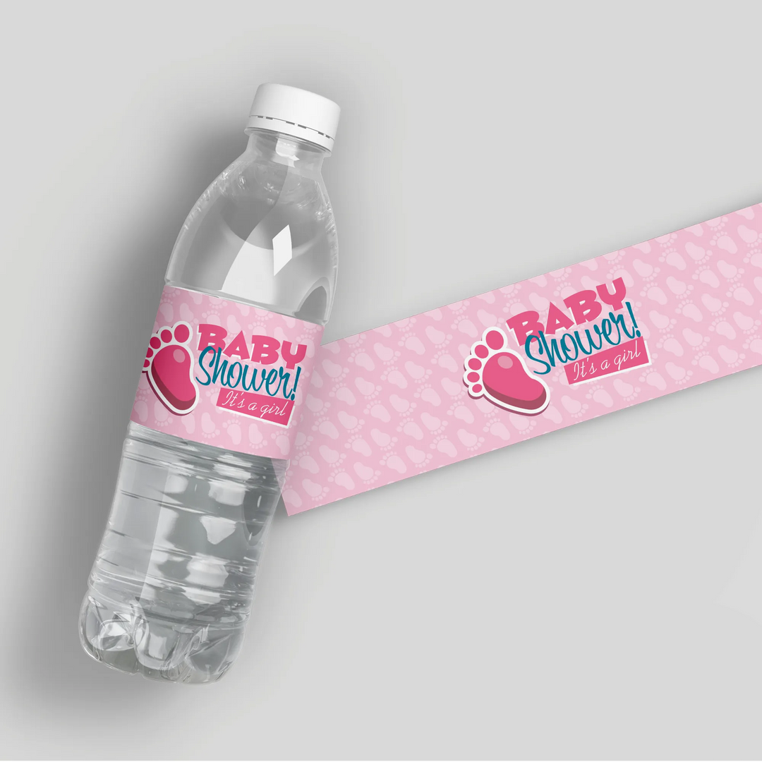 Pink Baby Feet Water Bottle Labels - iCustomLabel