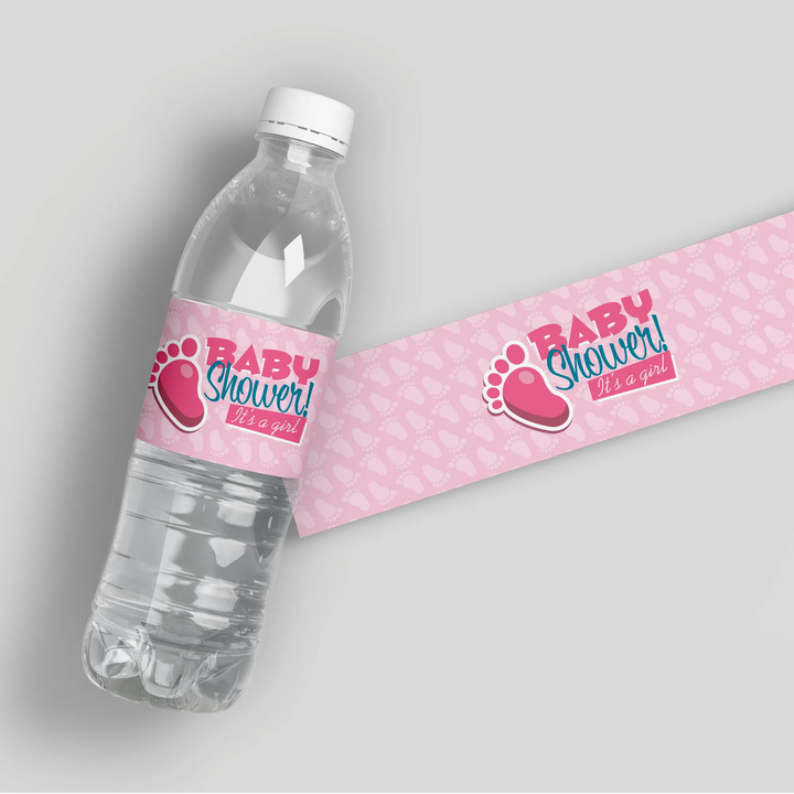 Pink Baby Feet Water Bottle Labels - iCustomLabel