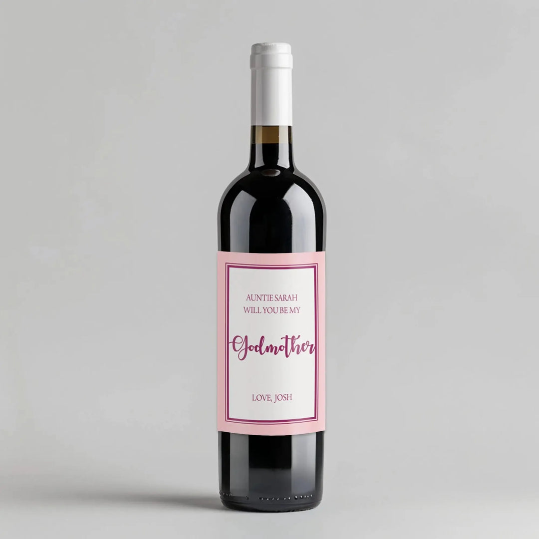 Pink Be My Godmother Wine Label - iCustomLabel