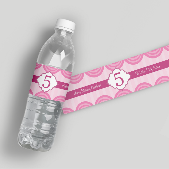 Pink Birthday Water Bottle Labels