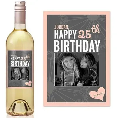 Pink Birthday Wine Label - iCustomLabel