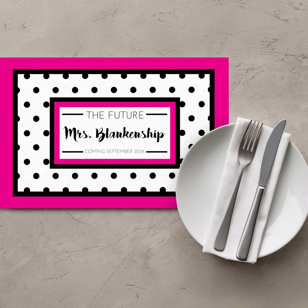 Pink Black Polka Dots Bridal Shower Placemats - iCustomLabel