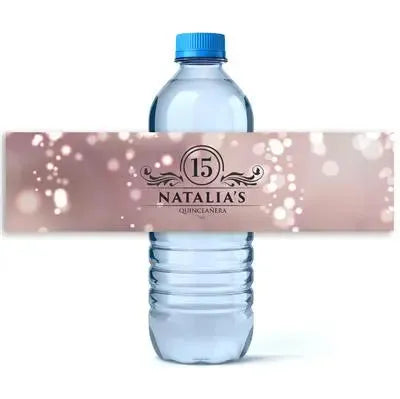 Pink Blush Bokeh Water Bottle Labels - iCustomLabel