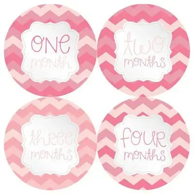 Pink Blush Chevron Baby Month Stickers - iCustomLabel