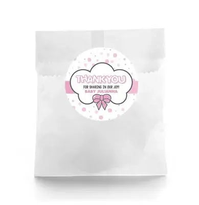 Pink Bow Baby Shower Favor Labels - iCustomLabel