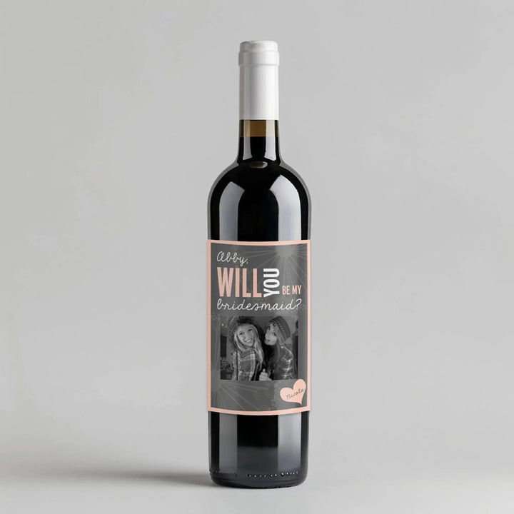 Pink Bridesmaid Wine Label - iCustomLabel