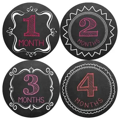 Pink Chalkboard Baby Month Stickers - iCustomLabel
