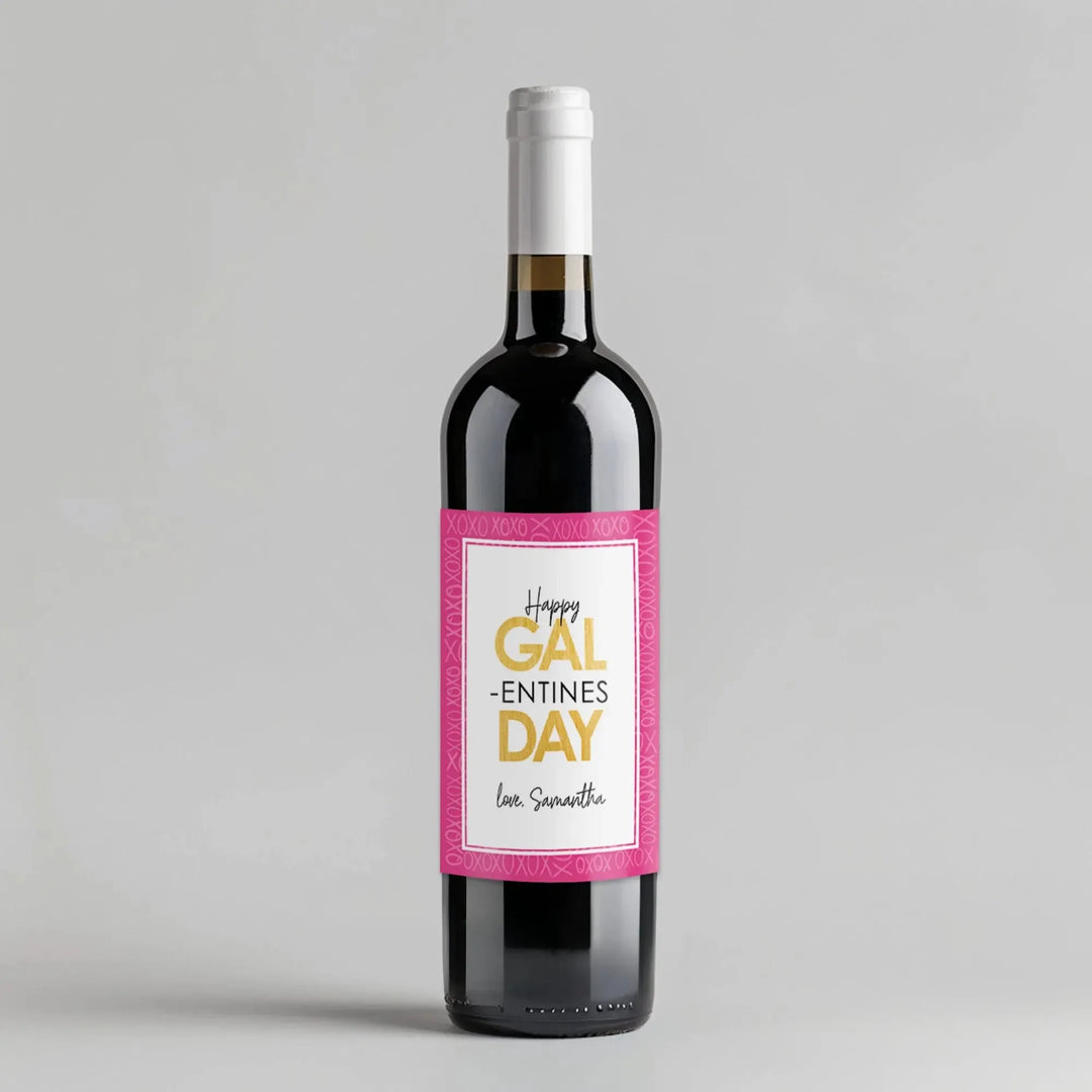Pink Galentines Day Wine Label - iCustomLabel