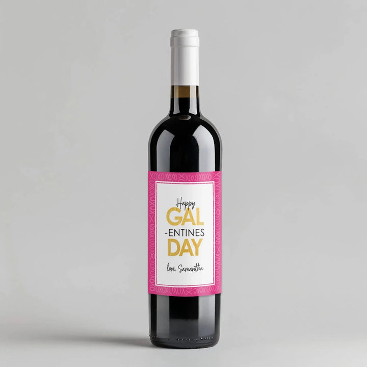 Pink Galentines Day Wine Label - iCustomLabel