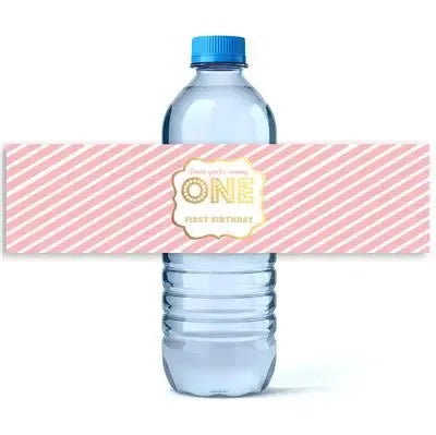 Pink Gold First Water Bottle Labels - iCustomLabel