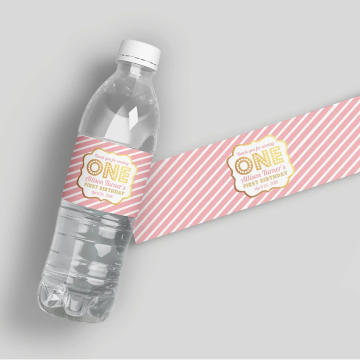 pink-gold-first-water-bottle-labels-icustomlabel-1 - iCustomLabel