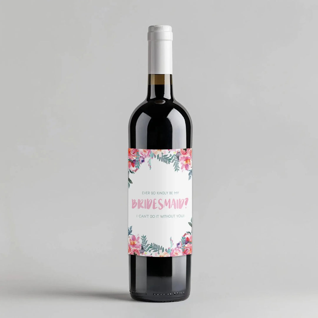 Pink Mint Bridesmaid Wine Label - iCustomLabel