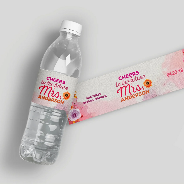 pink-orange-floral-water-bottle-labels-icustomlabel-1 - iCustomLabel