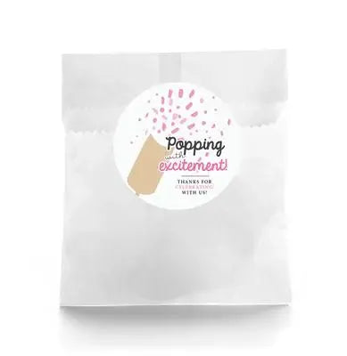 Pink Popping With Excitement Favor Labels - iCustomLabel