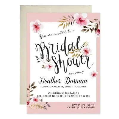 Pink Romantic Bridal Shower Invitations - iCustomLabel