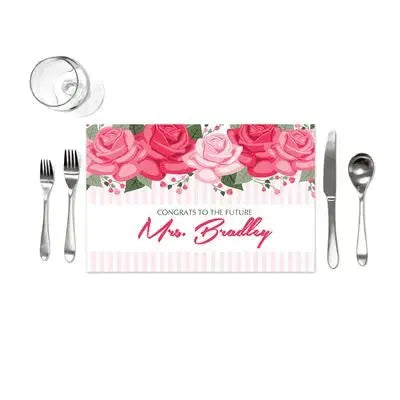 Pink Roses Bridal Shower Placemats - iCustomLabel