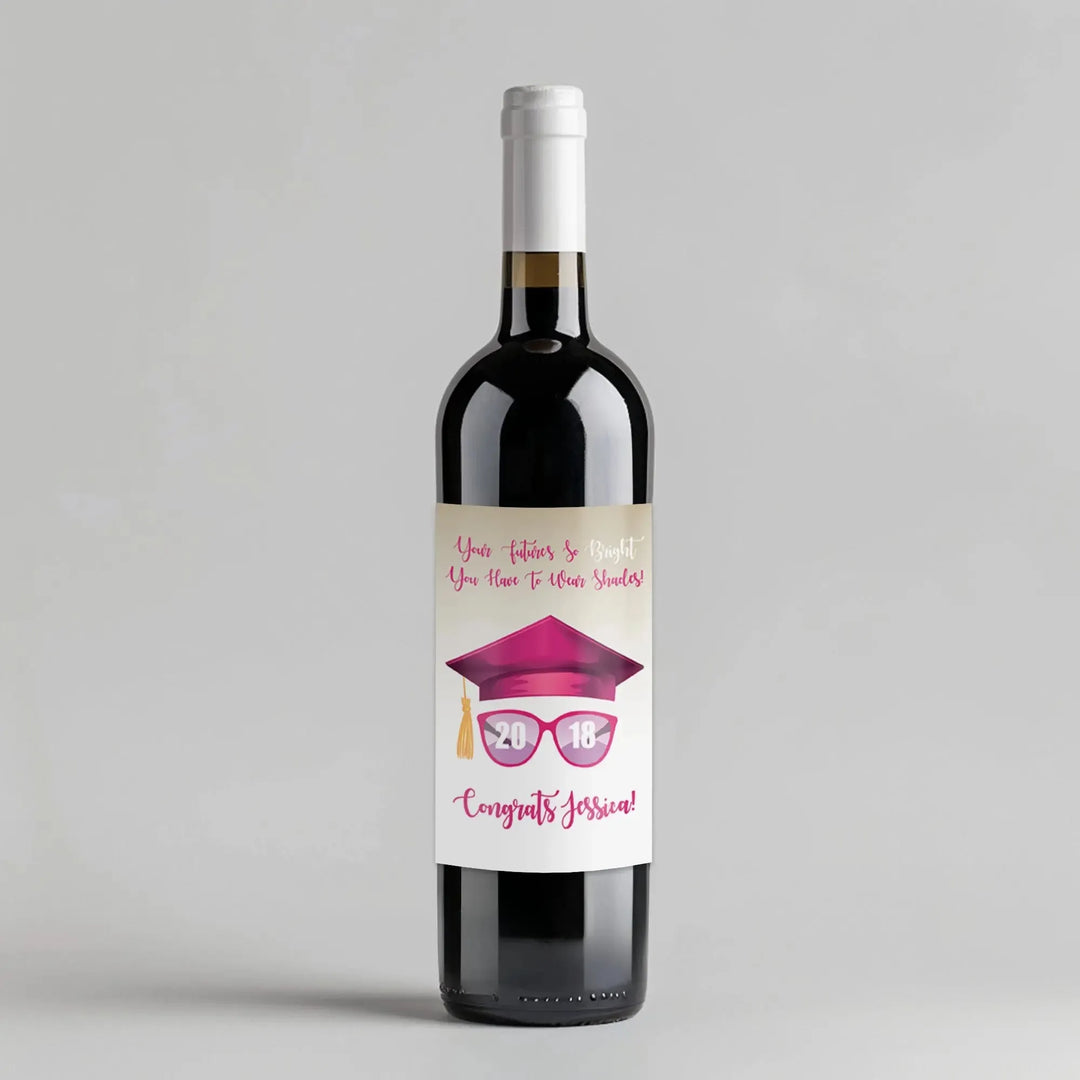 Pink Shades Graduation Wine Label - iCustomLabel