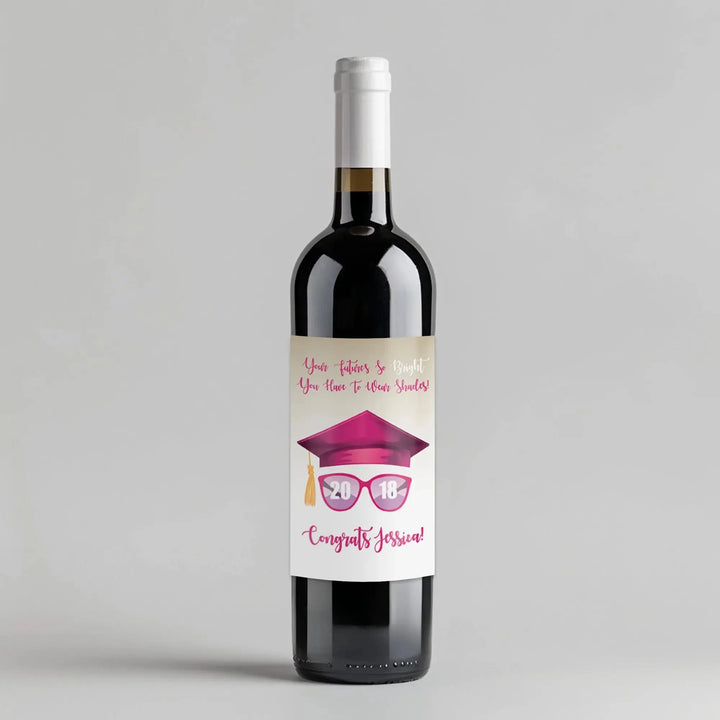 Pink Shades Graduation Wine Label - iCustomLabel
