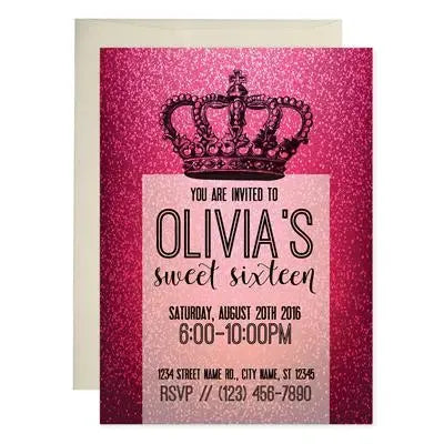Pink Sweet 16 Birthday Invitations - iCustomLabel