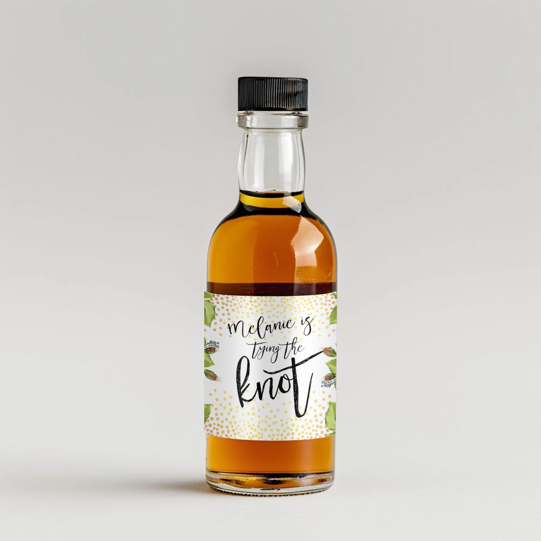 Pink Tie The Knot Bridal Shower Mini Liquor Label - iCustomLabel
