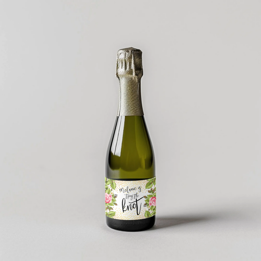 Pink Tie The Knot Mini Champagne Split Label - iCustomLabel