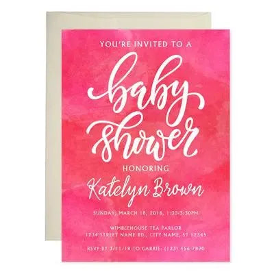 Pink Watercolors Baby Shower Invitations - iCustomLabel