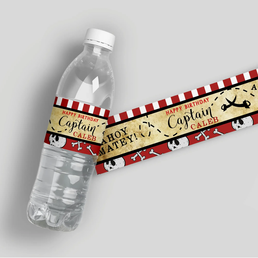 Pirate Birthday Water Bottle Labels - iCustomLabel