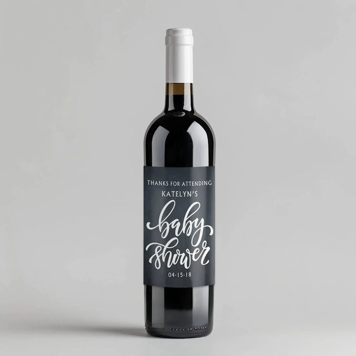 Plain Chalk Baby Shower Wine Label - iCustomLabel