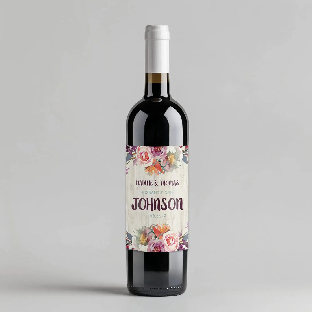 Plum Light Wood Wine Label - iCustomLabel
