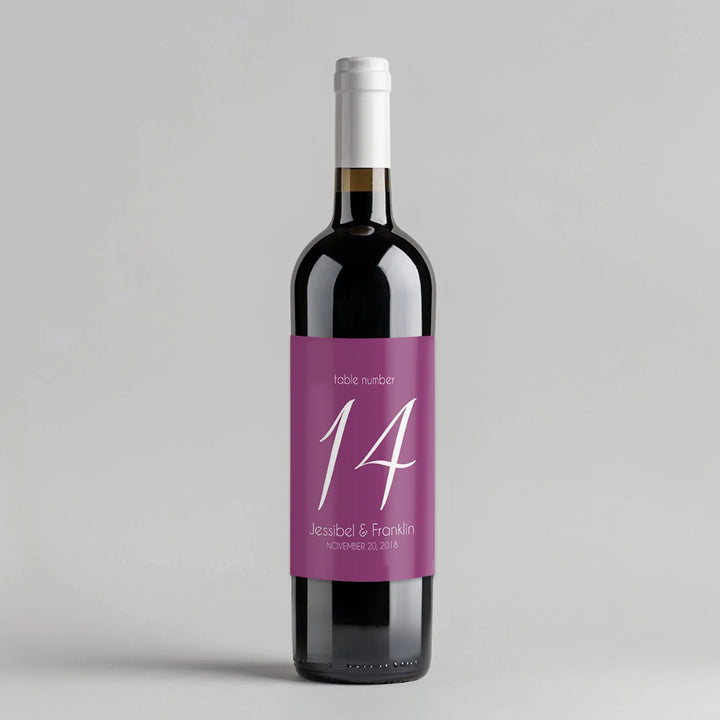 Plum Script Number Table Number Wine Label - iCustomLabel
