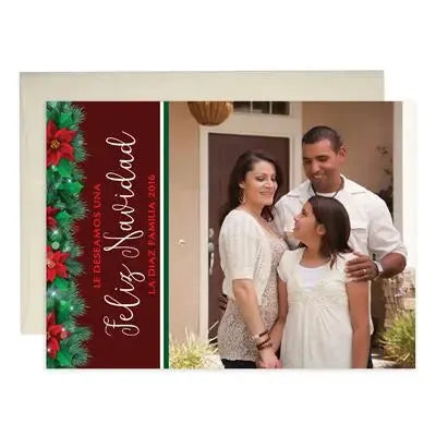 Poinsettia Feliz Navidad Cards - iCustomLabel