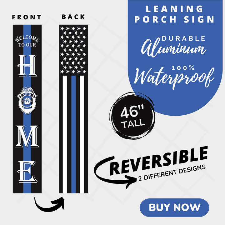Police Blue Thin Line Leaner Welcome Sign