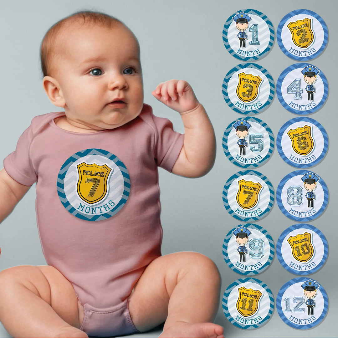 Police Officer Baby Month Stickers - iCustomLabel