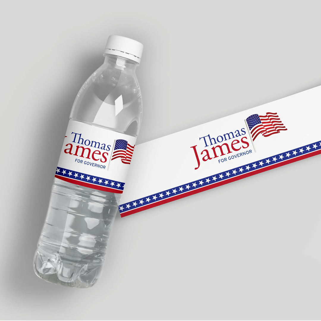 Political Flag Water Bottle Labels - iCustomLabel