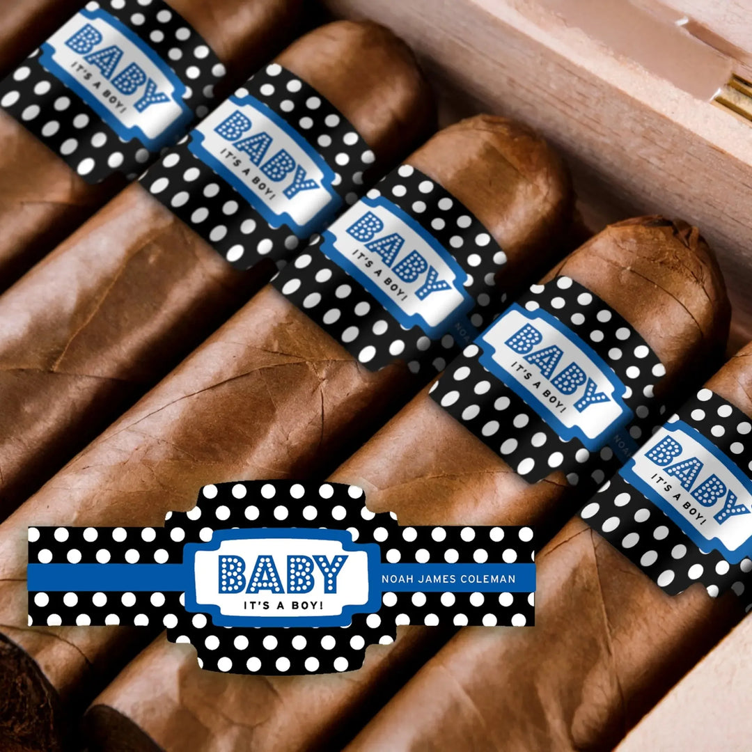 Polka Dots Baby Boy Buckle Cigar Bands - iCustomLabel