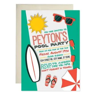 Pool Party Birthday Invitations - iCustomLabel