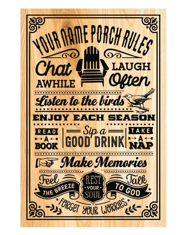 Porch Rules Metal Sign - iCustomLabel