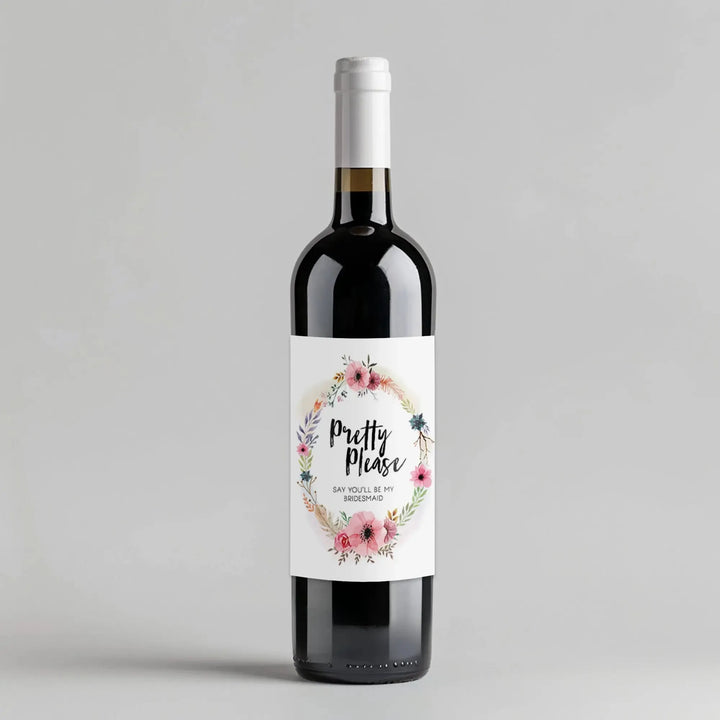 Pretty Please Bridesmaid Wine Label - iCustomLabel