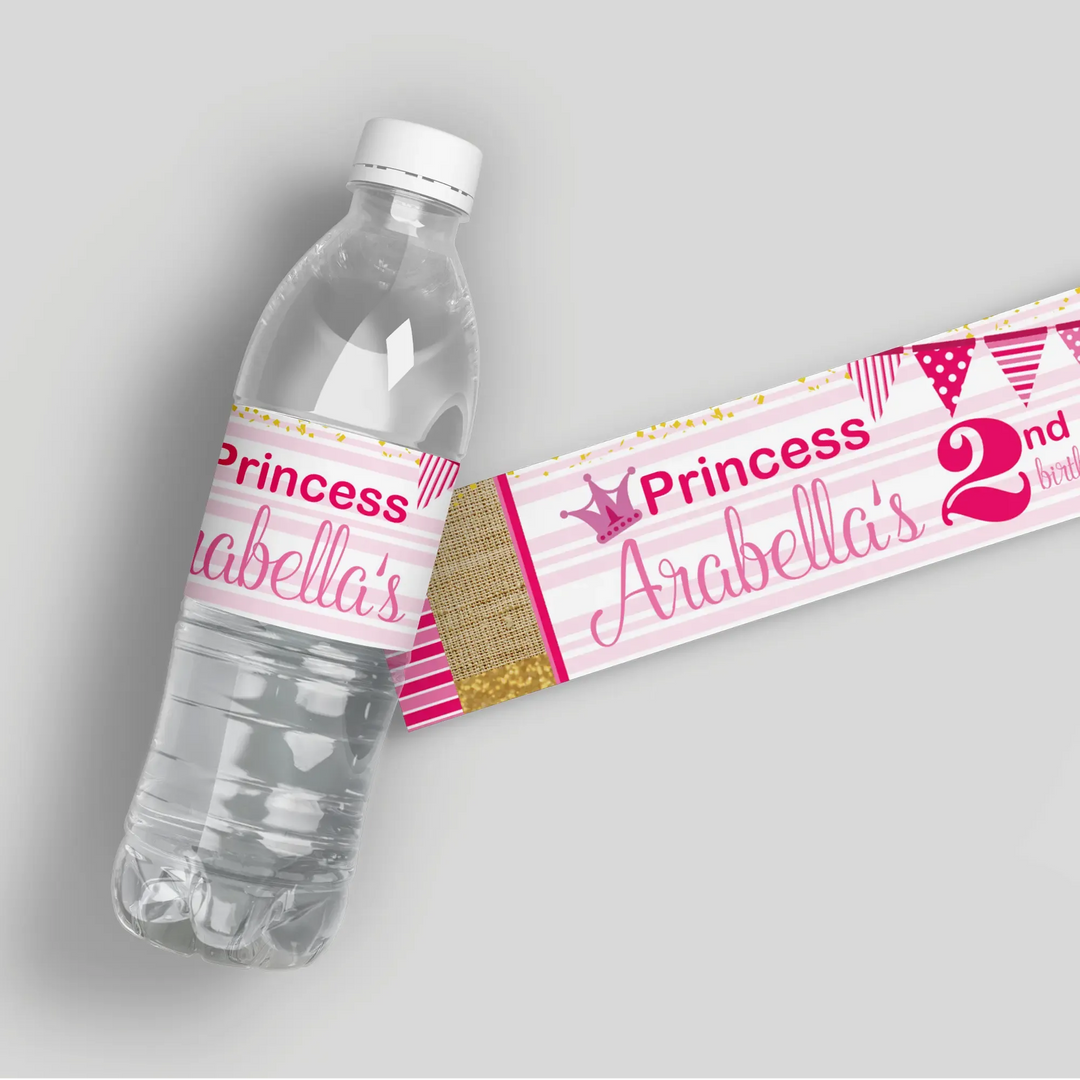 Princess Birthday Water Bottle Labels - iCustomLabel