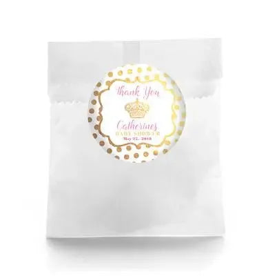 Princess Polka Dot Baby Shower Favor Labels - iCustomLabel